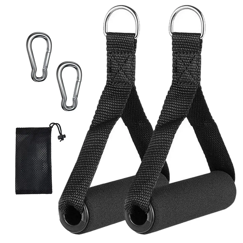 Gym exercise handles, replacement handles for cable machine pulleys, resistance bands and strength trainers, pull-down exercise accessories, lat pulldown attachments, home gym accessories