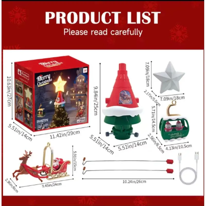 New Christmas Tree Topper Rotating Musical Light Ornament Tree Ornaments Holiday Decoration Full Automatic Home Decor Xmas Star Top Tree Star Lights