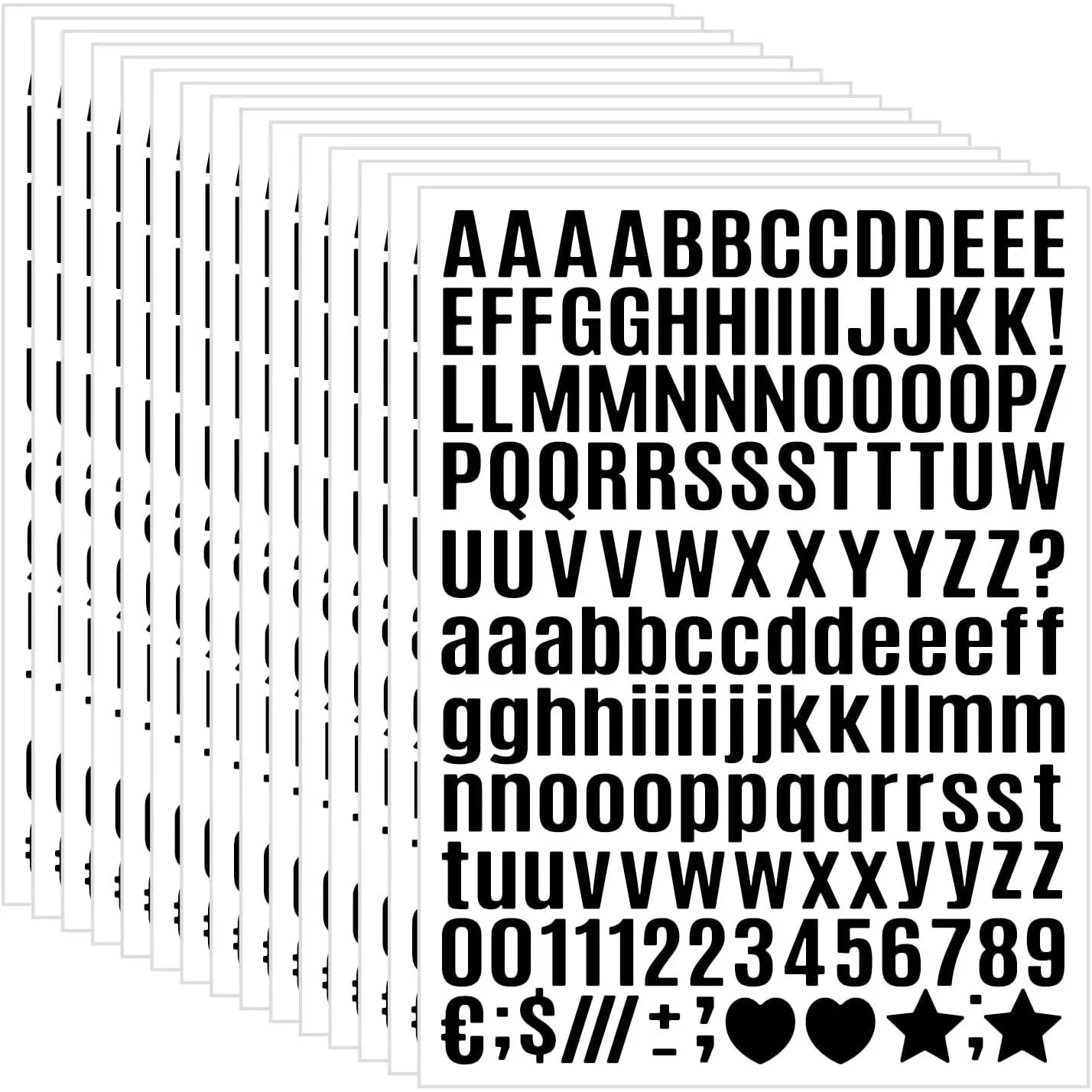 15 Sheet Small Letter Stickers - 1/2 Inch Black Vinyl Self Adhesive Alphabet Number Stickers Stick On Letters for Art Crafts Outdoor Sign Wall Mailbox Windows Doors Car Poster Board (Black, 0.5 Inch)