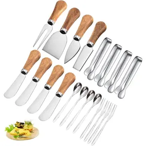 Charcuterie Board Accessories Spreader Knife Set Cheese Butter Utensils with Wooden Handles Mini Serving Tongs Spoons Forks for Party Wedding Christmas