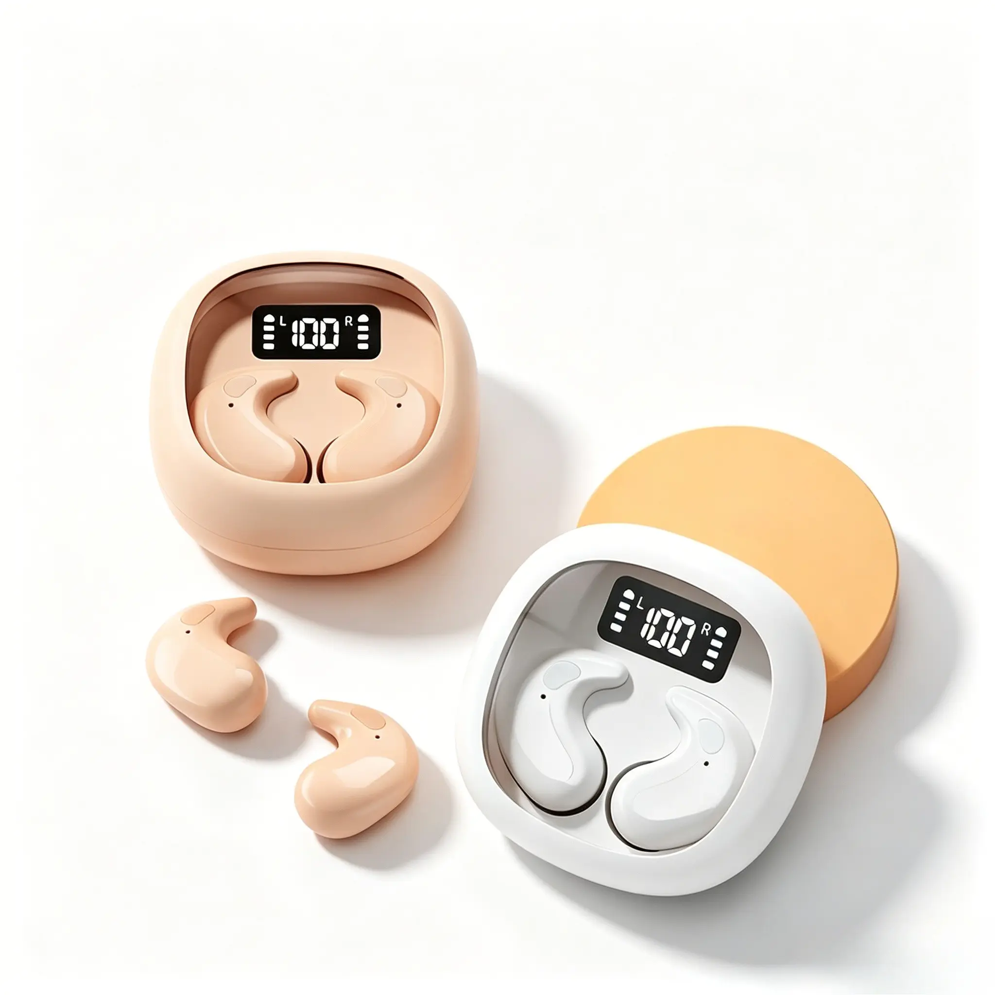 Mini Invisible Sleep Wireless Bluetooth-compatible Earbuds, Ultra Soft Comfort, Digital Display Charging Case, Portable Noise Isolation