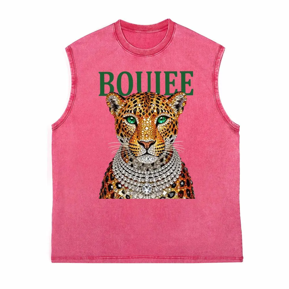 Retro leopard-print shirt, stylish washed graphic T-shirt, trendy animal-print T-shirt, luxury T-shirt with rhinestone leopard-head motif.,back to school,back to school shopping