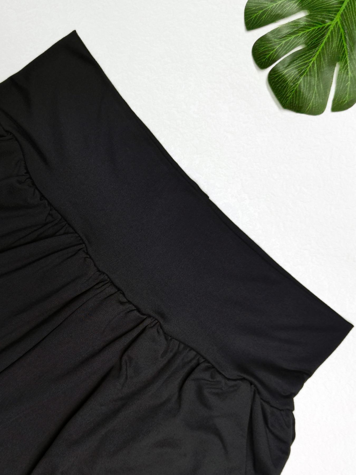 Women's Sporty Solid Color Pocket Pants, Casual Comfy Breathable Wide Waistband Trousers for Outdoor Workout Running, Ladies Sportswear for All Seasons