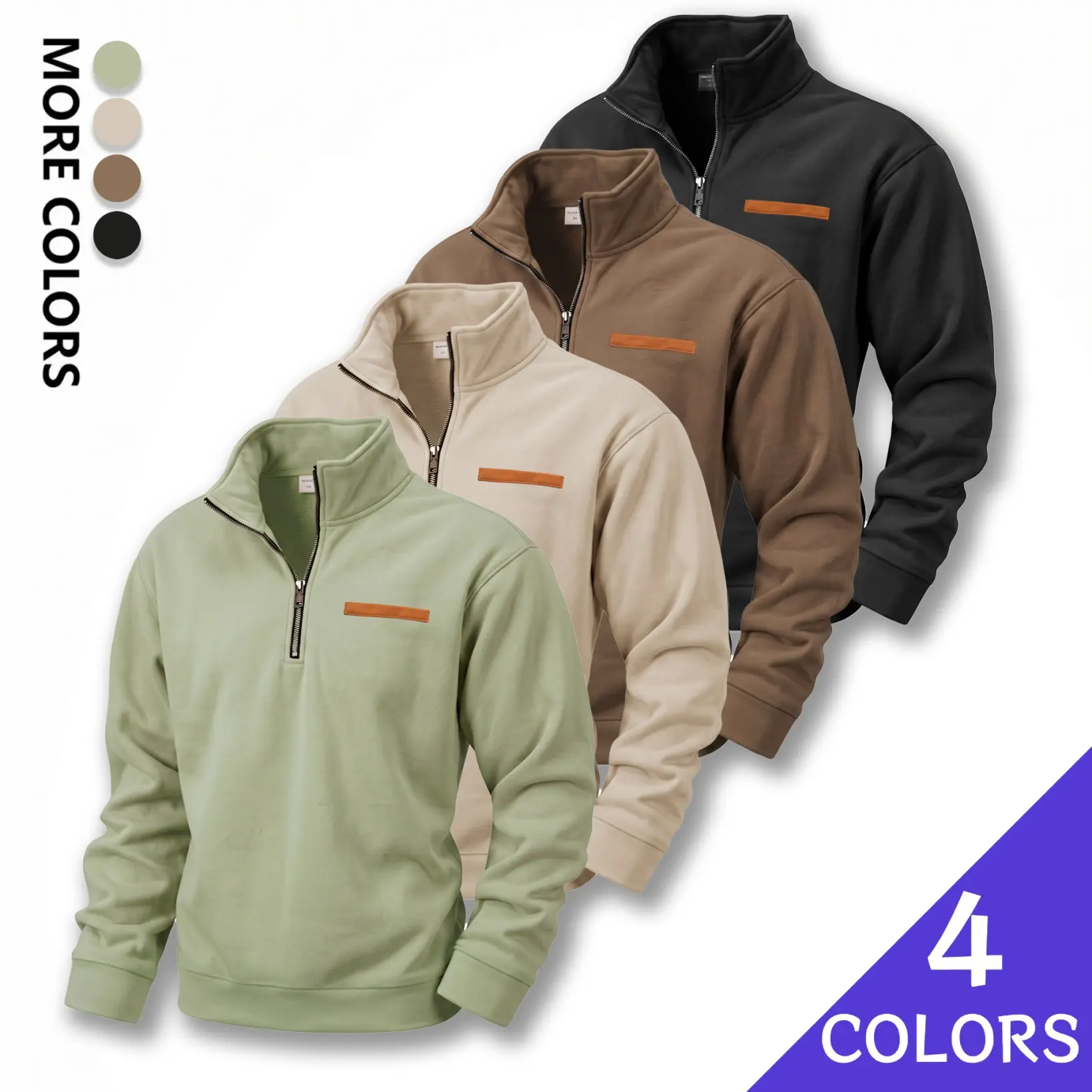 Men's Fleece Lined Quarter Zip Pullover Sweatshirt, Warm Stand Collar Long Sleeve Casual Hoodie Jacket, Soft Sherpa Interior Winter Tops for Daily Wear, Outdoor, Travel and Streetwear