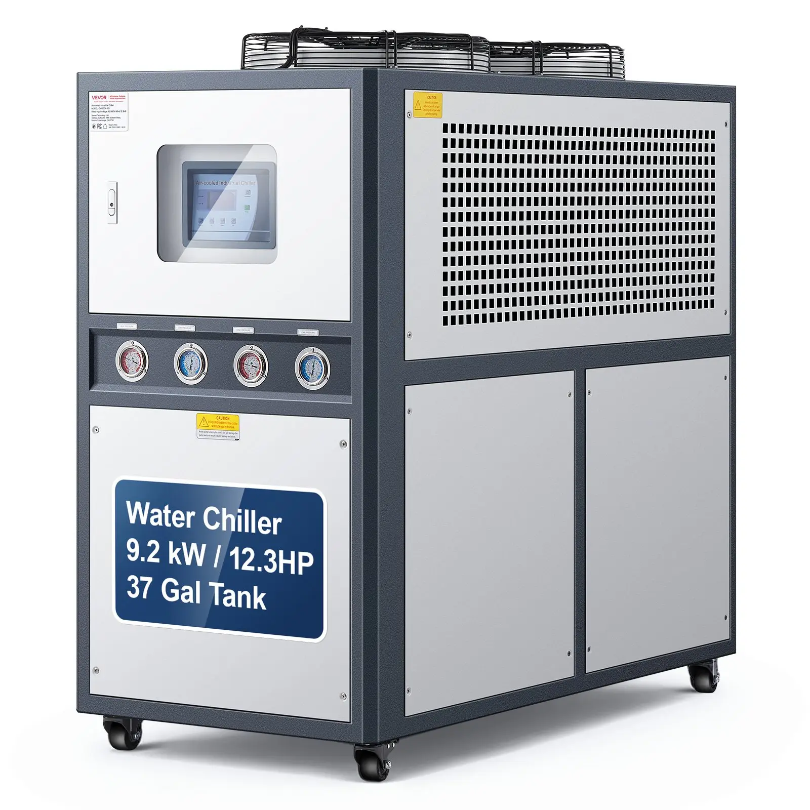 【Summerfinds】VEVOR Air-Cooled Water Chiller, 12.3 HP, Industrial Water Chiller with 30, 240 Kcal/h Cooling Capacity, Dual Compressor, 37 Gal Large Tank, LED Display, Cooler for Cooling Water, Not Air Conditioner
