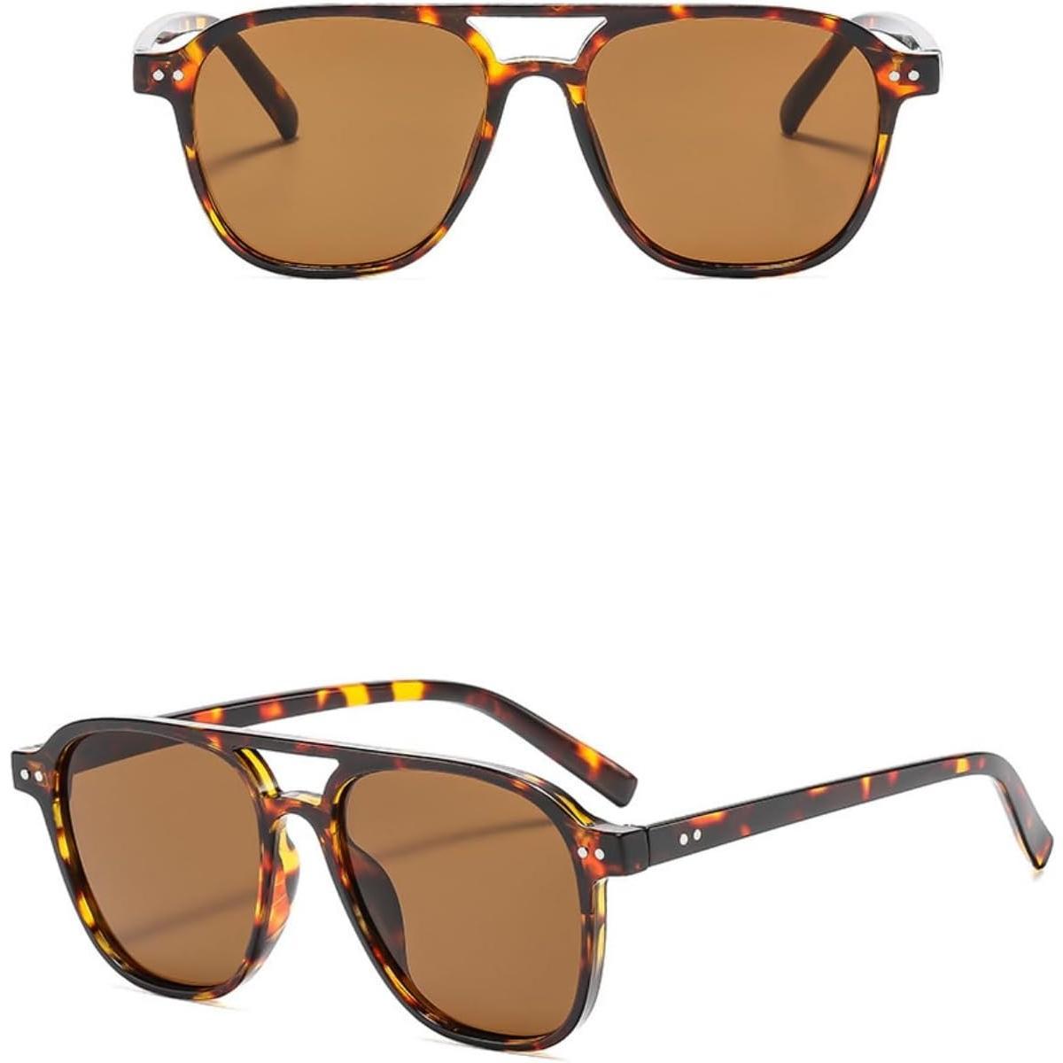 Big Trendy Polarized Aviator Sunglasses Retro Square Aviators Retro Square Aviator Sunglasses Women Men 70s Trendy Plastic  main image 2