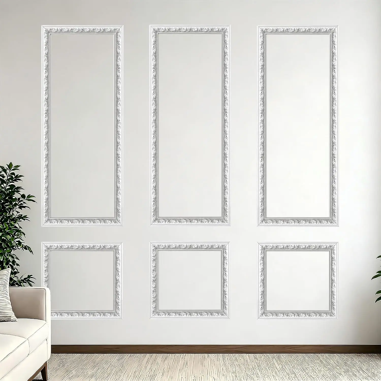 Peel and Stick Wall Molding Kit,Wainscoting Panel Accent Wall Molding Trim | ,Self Adhesive,Paintable,PVC,Pre-Cut,Floral-24x54in