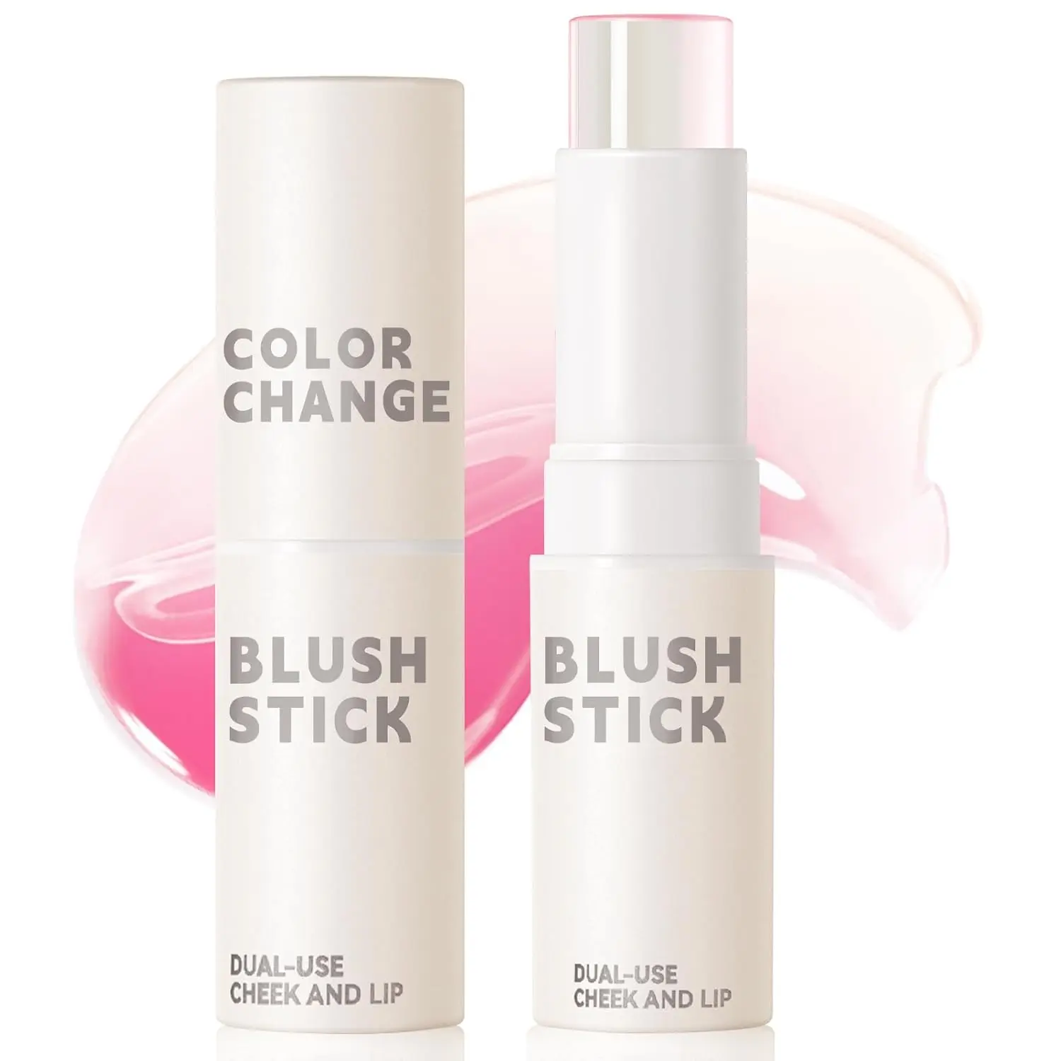 Color Changing Blush Stick for Cheeks Makeup,Clear Blush PH Temperature Changing Pink Cream Blusher Magic Waterproof Face Stick Multi-Use Lips and Cheek Tint,Matte Finish Natural Lightweight