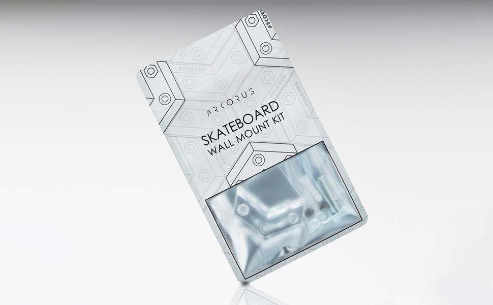 Arkorus Skateboard Wall Mount – Premium Clear Skateboards Hanger, Great Gifts for Skateboarders, Vertical Deck Display & Storage Rack, Durable Acrylic Floating Holder to Store Decks & Longboards