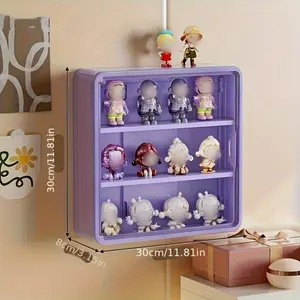 Magnetic wall-mounted blind box doll display and storage rack, Pop Mart figurine showcase with dust-proof blind box storage case