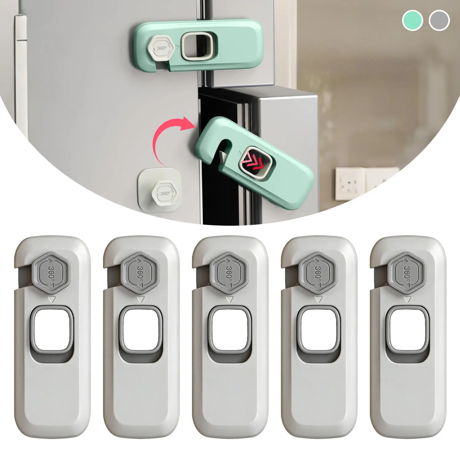 5 Pack Child Proof Refrigerator Lock, Baby Proofing Cabinet Locks, Child Safety Oven Lock Fridge Door Latch for Refrigerator, Drawers, Dishwasher, Oven, Cupboard, Closet, No-Tool Installation