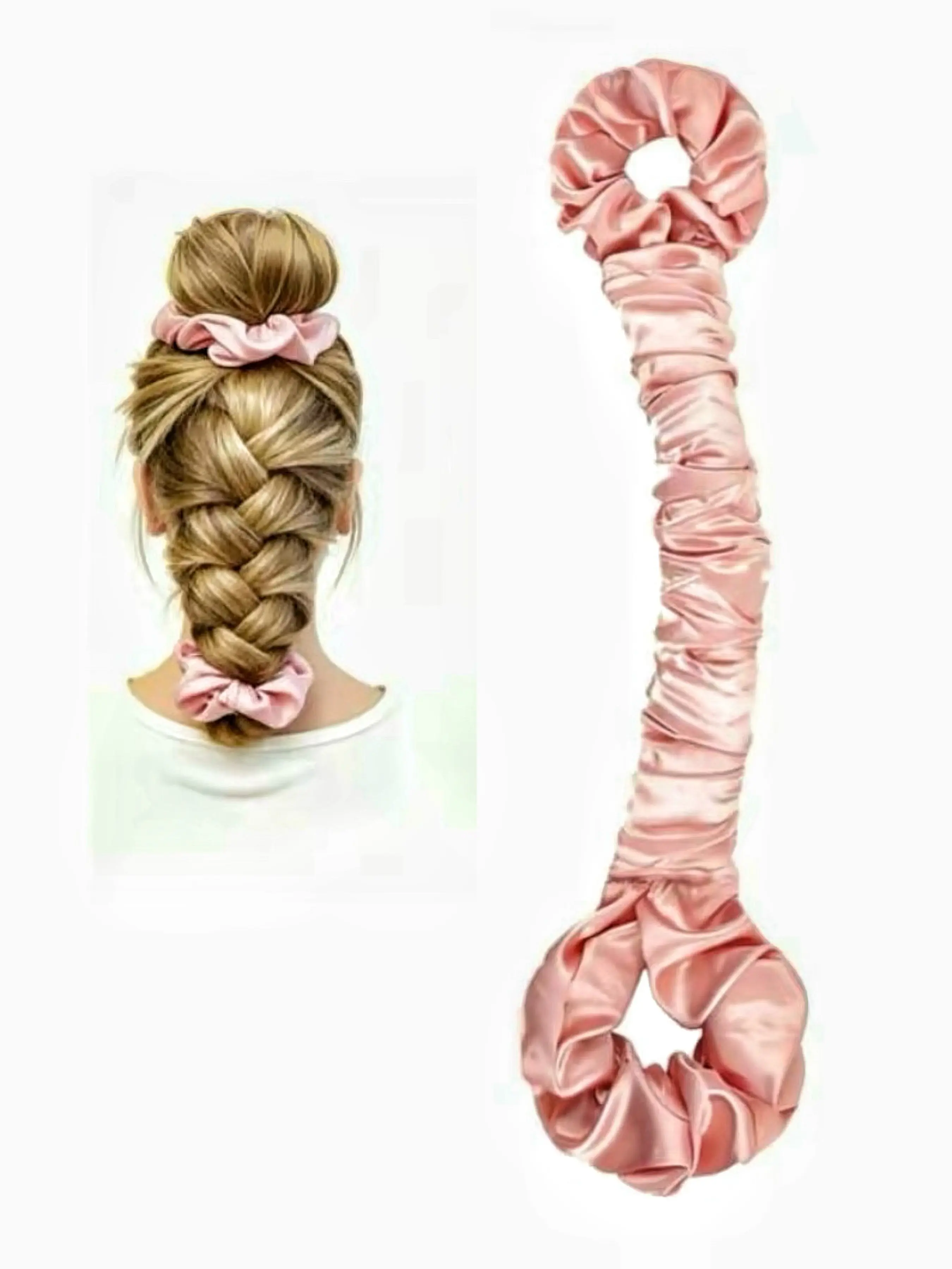Satin Heatless Curling Rod with Scrunchie, Overnight Bouncy Curls, No-Heat Hair Styling Tool, Easy-To-Use Hair Accessory