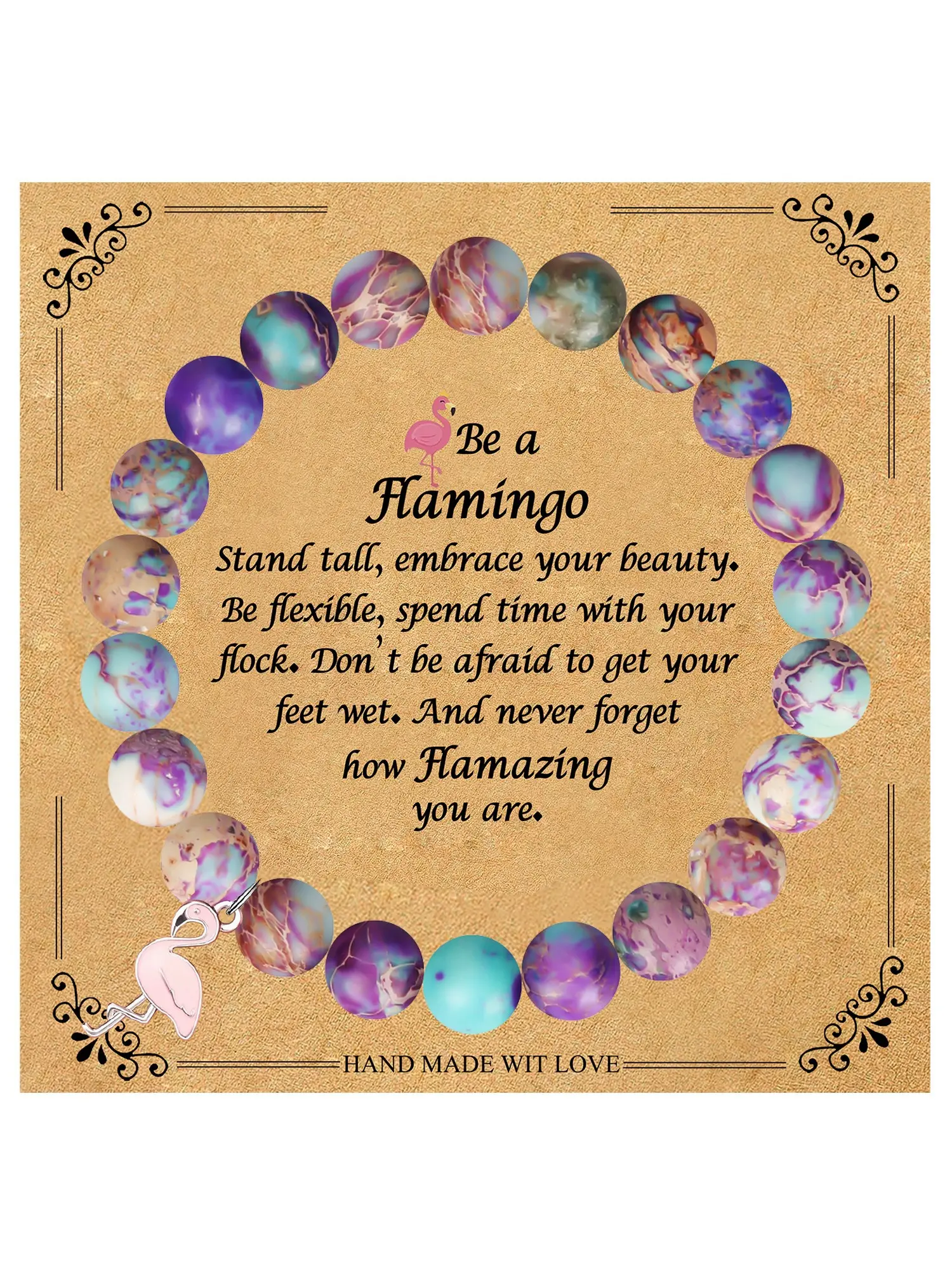 Flamingo Style Charm Beaded Bracelet for Women, Durable Elastic Design, Perfect for Mother's Day & Easter Gifts, All Seasons Jewelry