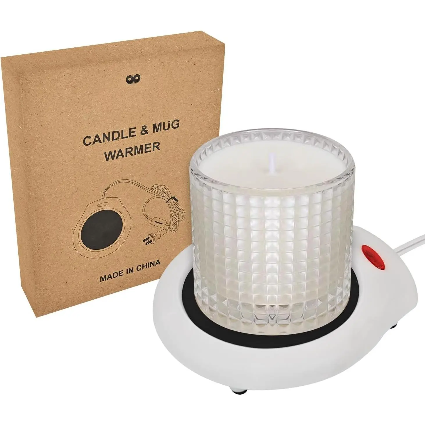 2-in-1 Modern Candle Warmer with Plastic Base - 17W, Solid Construction, Safe Wax Melting for Large Jars, Coffee Mug Heating, Flame-Free Scent Release, Festival Birthday Gift, Wipe-Clean Home Fragrance Accessory