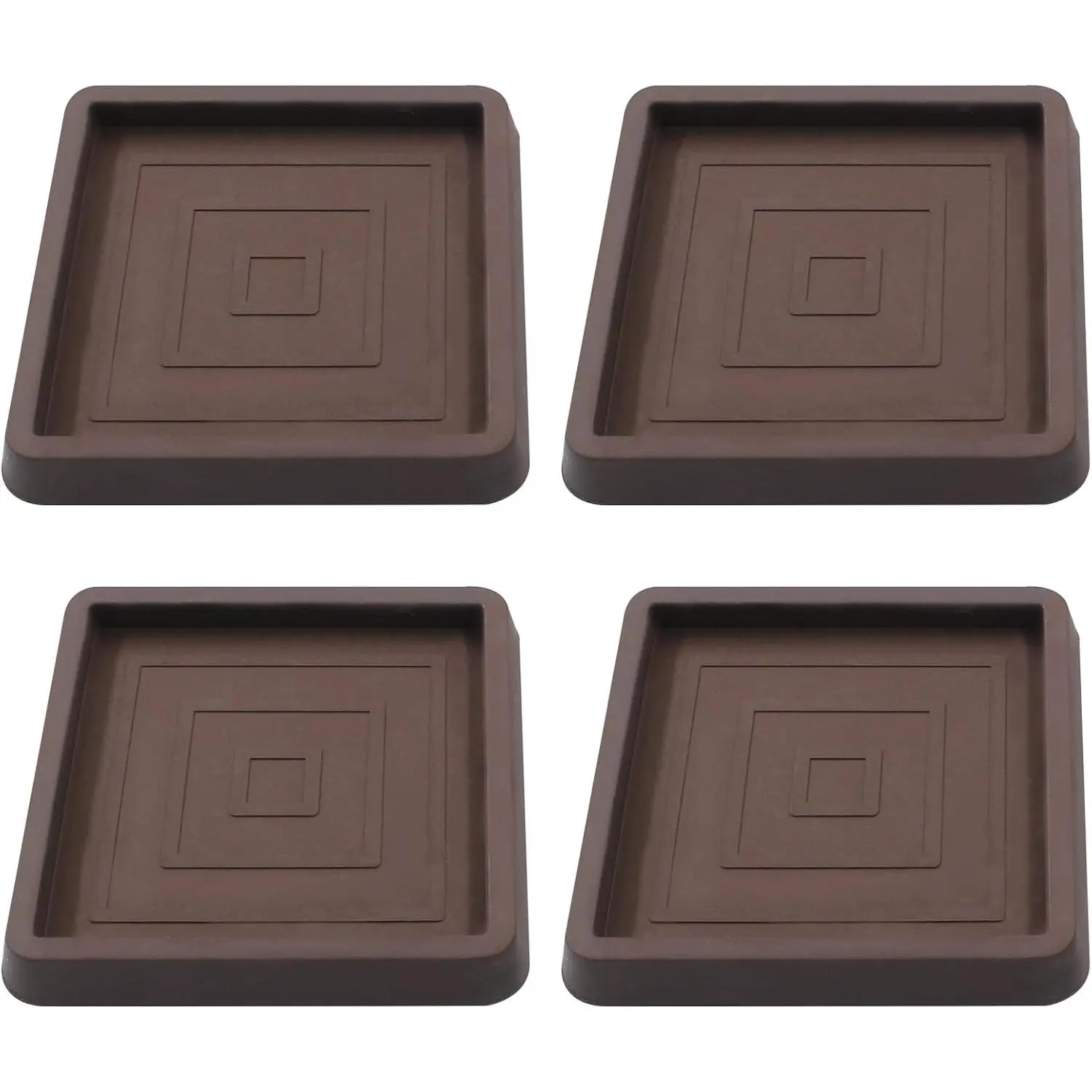 2.5 Inch Rubber Square Furniture Coasters, 4 count, Brown | Rubber Caster Cups, Non Slip Furniture  Protectors, Furniture Pads for Hardwood Floors