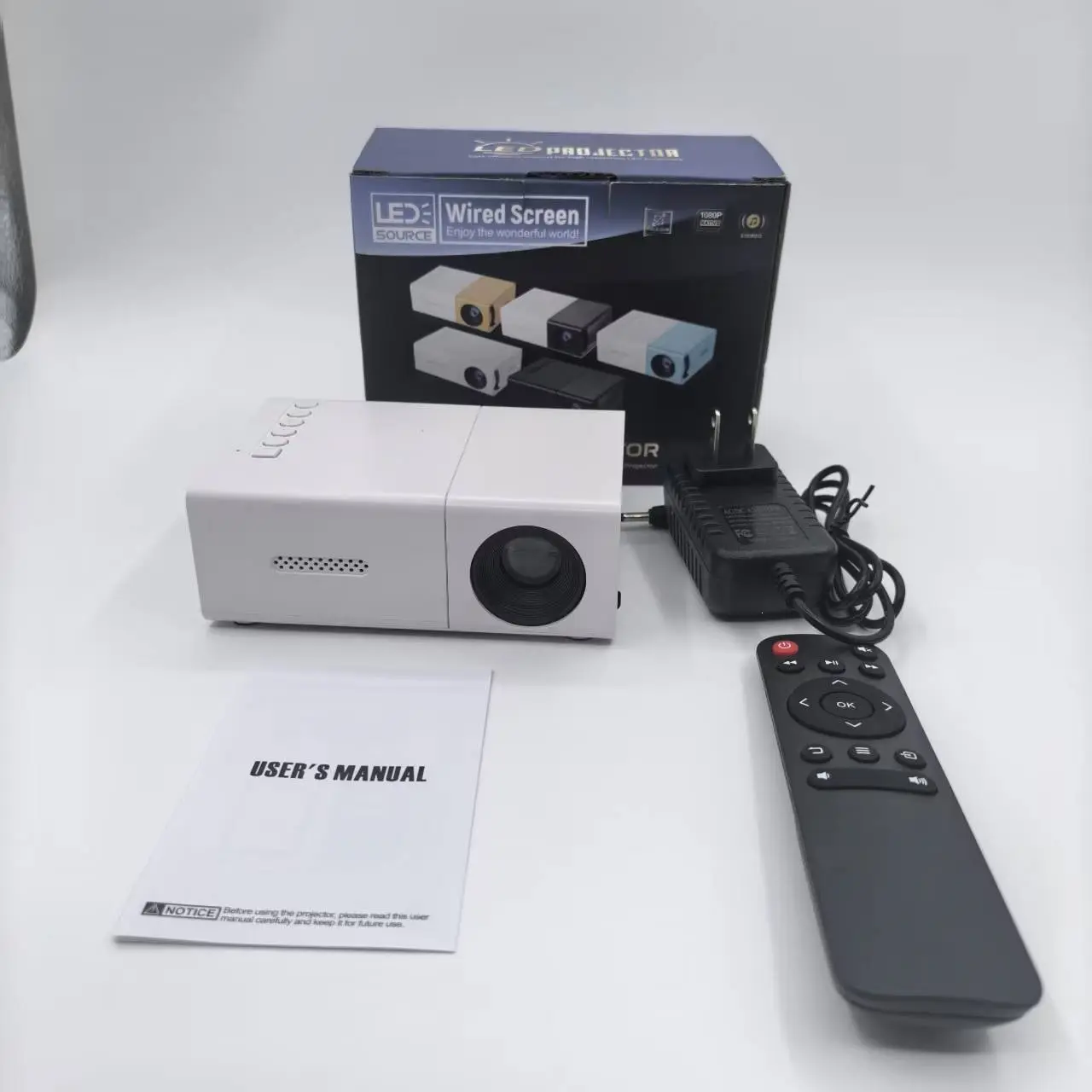 YG300S Micro Mini LED Projector - HD 1080P, 3D, English Version, Home Office Use, Factory Direct Supply with Audio, Phone, Cable, Adapter, USB Compatibility, Portable