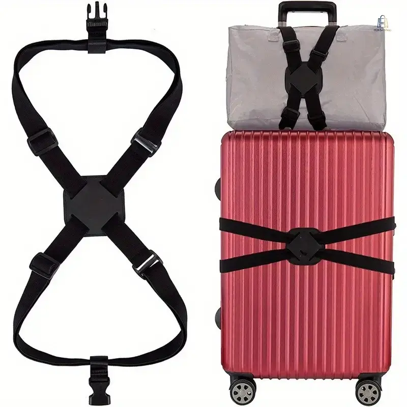 Figure 8 luggage strap, trendy elastic suitcase fastening band, stretch adjustable travel binding belt, durable flexible secure strap for airport vacation baggage packing