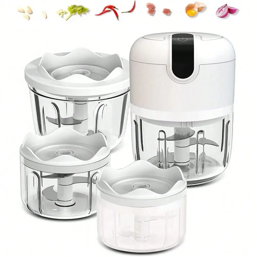 (100+250+350ML) White Cordless Mini Food Chopper,Small Food Processor For Garlic,Nut,Meat (100+250+350ML) White Cordless Mini Food Chopper,Small Food Processor For Garlic,Nut,Meat