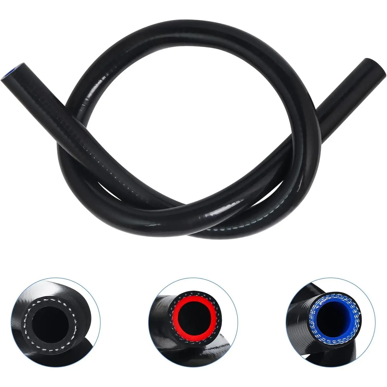 1/4"X5FT(ID:6MM) 1.5 M  Heater Hose Coolant Radiator Vacuum Line, 1ply Reinforced 4MM Thick, Max Temperature Rating 350F Work  100 psi+ Mutiple Use for Air and Water