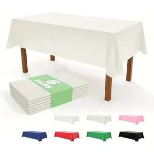 6 Pack Black Plastic Tablecloths, 72 x 54 in Disposable Rectangle Table Covers for Parties, Weddings, Birthdays, Events & Holiday Decor