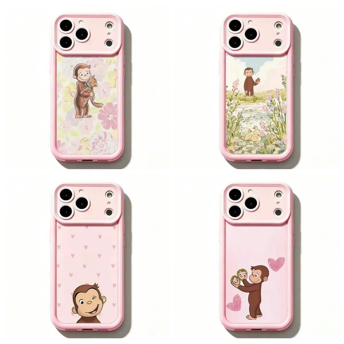 Whimsical Floral Monkey Soft TPU Smartphone Case - Stylish, Shockproof, Slim-Fit Electronic Accessory with Anti-Drop Protection for iPhone 13,14,15,16,17 Pro Max Cellphones