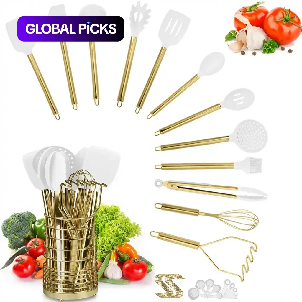 A set of kitchen cooking utensils, Cooking Tools, Home and Kitchen, spatula set, heat-resistant food-grade silicone spoons, colanders, oil brushes, egg beaters, soup spoons, non-stick cookware, Gift kitchen tool set