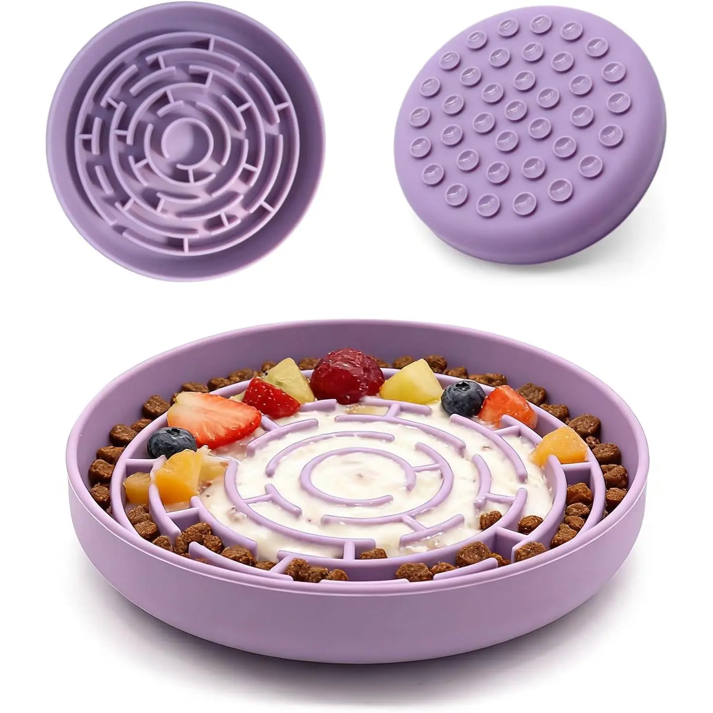 Slow Feeder Bowl with 37 Non-Slip Suction Cups — Anti- Maze Design, Slows Eating 10x,  , , for Small & Medium Dogs and Cats ()
