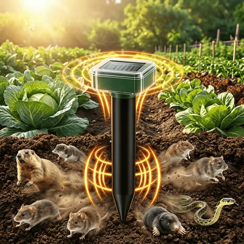 Greenlume 2/4/10 Pack Solar Ground Stake Rodent Repeller, Outdoor Pest Animal Deterrent, IP44 Waterproof Protection, Effectively Repels Snakes, Moles, Insects And Birds, Ultrasonic & Vibration Repellent, Suitable For Courtyards, Lawns, Gardens And Farms