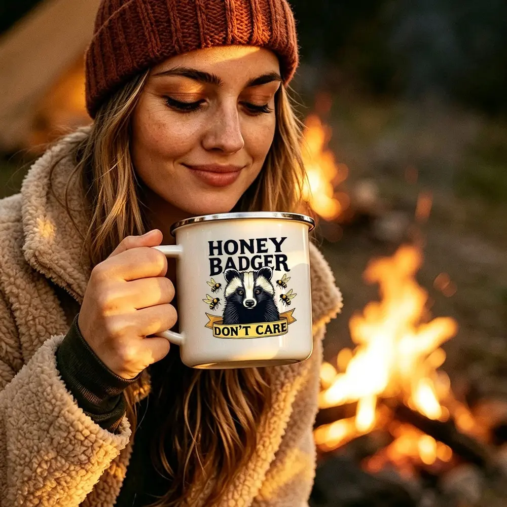 12oz Retro Camping Enamel Mug Portable Outdoor Travel Coffee Water Cup Durable Camp Drinkware Home Decoration Gift for Van Life RV Camping Lovers Hiking Backpacking Road Trip Backyard Camping Cup