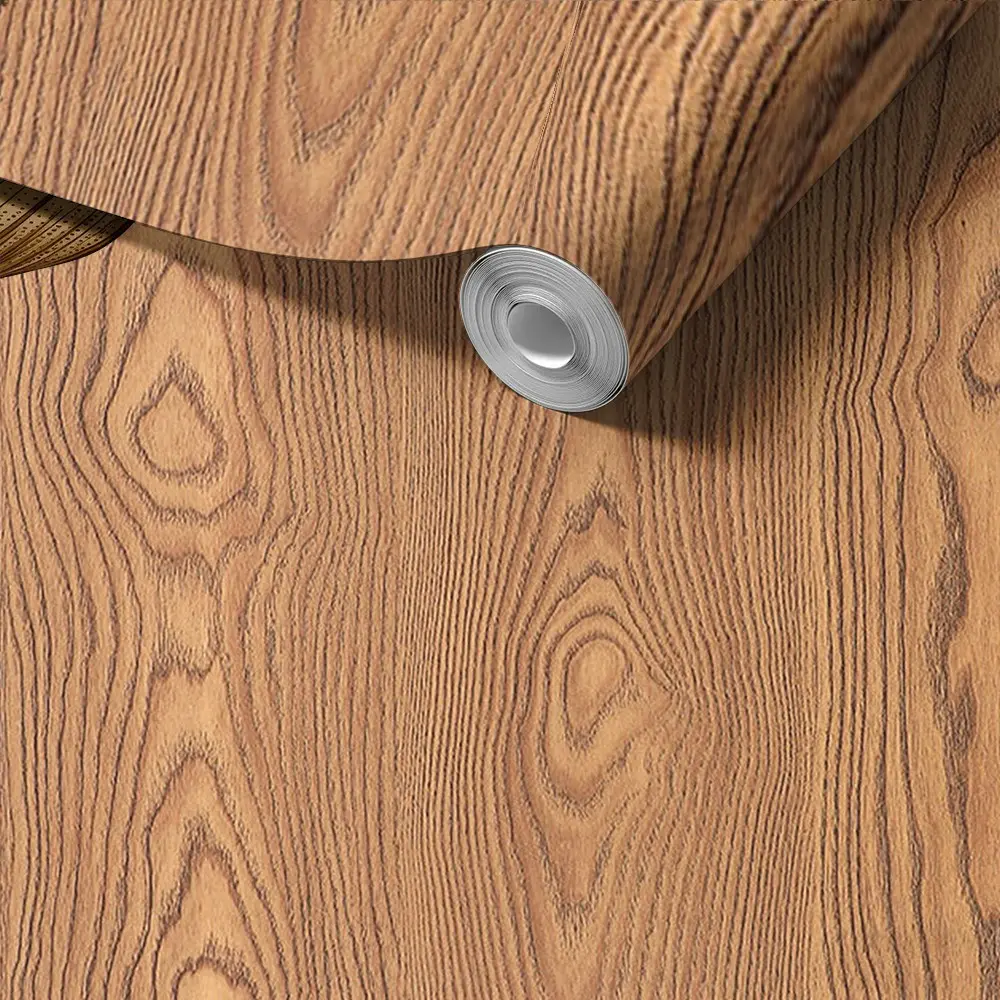 1 Roll Warm Wood Grain Peel and Stick Wallpaper, Rustic Farmhouse Decor for Living Room, Bedroom, Kitchen, Mould-Proof