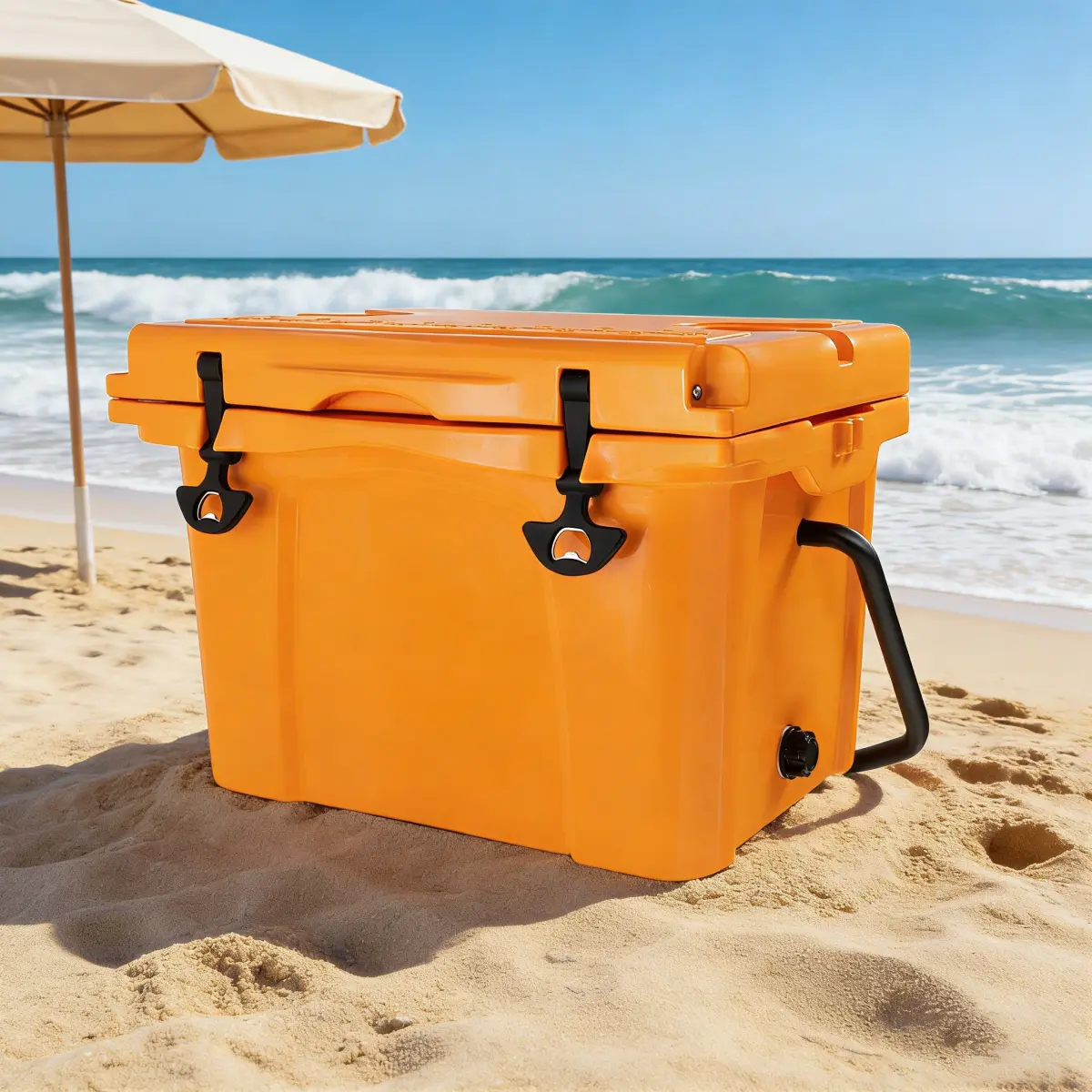 25QT Insulated Hard Cooler Camping Gear - Heavy-Duty Rotomolded Ice Box with 5-7 Day Ice Retention, Anti-Slip Surface, Stable Rubber Feet, Ergo Handle, Built-In Bottle Opener for Camping, Fishing