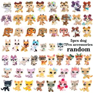 Mini Pet Dolls Set with 5 pcs Random Pets and 7 pcs Random Accessories miniature cat and dog figures Pets and Accessories Setlittlepeta Best Birthday Halloween Christmas Gift for lps Fan Cute Figures