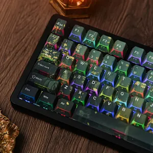 137 Key Summer Keycaps Cherry Profile Side-Lighted Twilight-LAS Profile Reflective Edges 5-Sided Heat Transfer German English Uk Layout Mechanical Keyboard Accessories