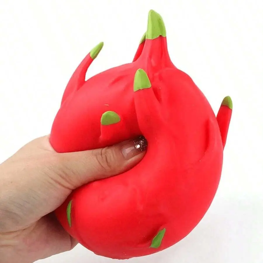 1pc Red Dragonfruit , Cheese Squishy, Squishy Dumpling, Fidget Toy, Back To School