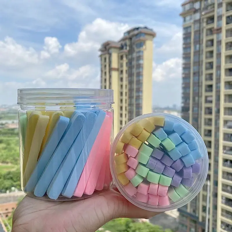 Compressed Face Cleansing Pads 50pcs Bucket Set, Algae Makeup Remover Puffs for Beauty Salons, Reusable Powder Brushes