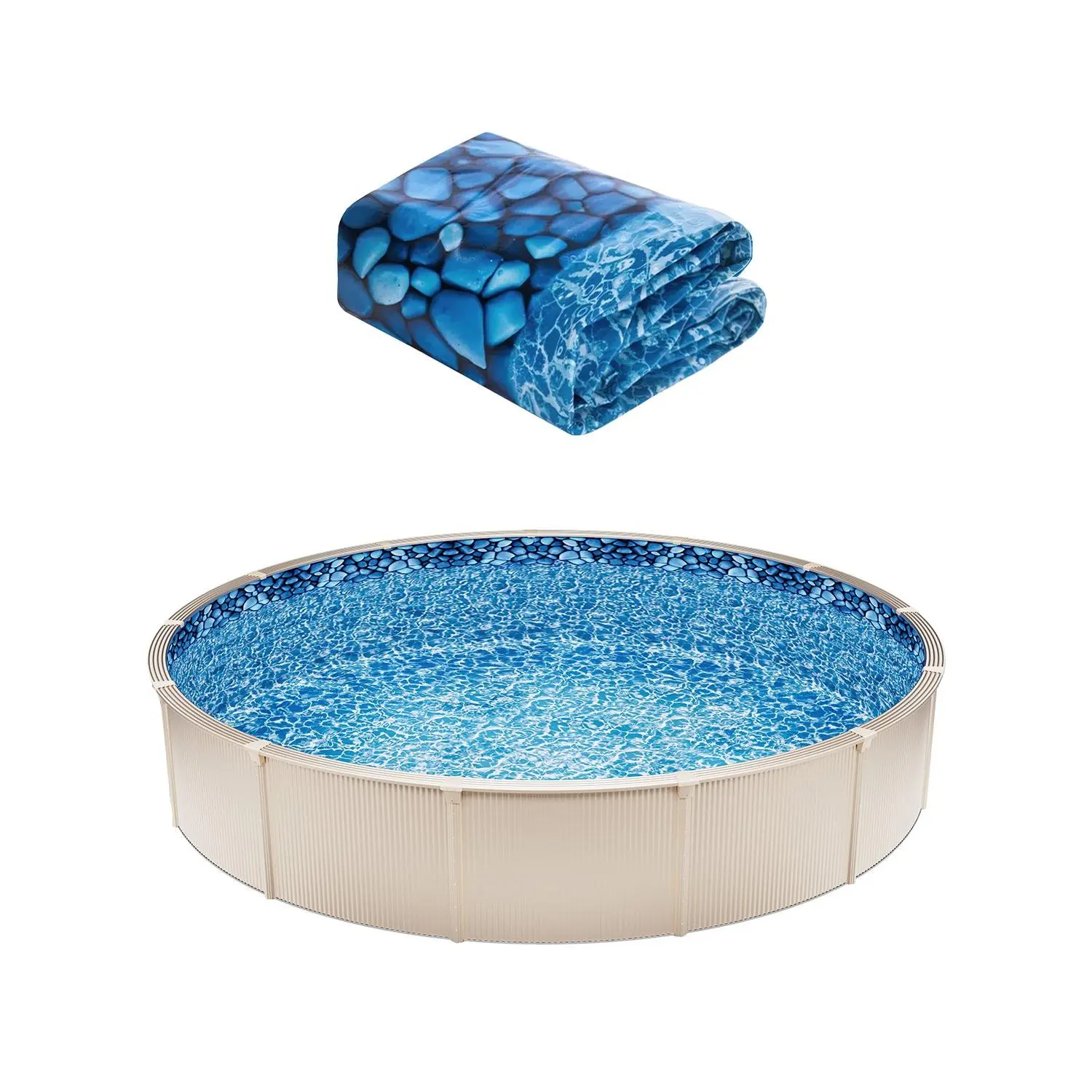VEVOR Pool Liner, 30ft Round Pool Liner, Uinbead Style, Durable Vinyl Pool Liner, Standard Gauge, 52in Wall Height, Pool Liner Replacement for Steel Sided Above-Ground Swimming Pools