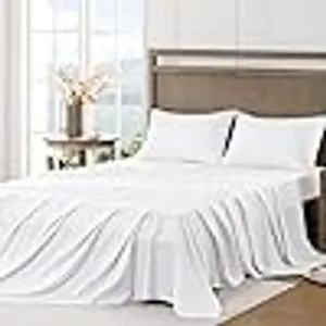 King Sheet Set - Ultra Soft Sheets for King Size Bed - Brushed Microfiber - Deep Pockets - Easy Care - Cooling & Breathable Sheets - 4 Pieces Hotel Luxury King Bed Sheets (White)