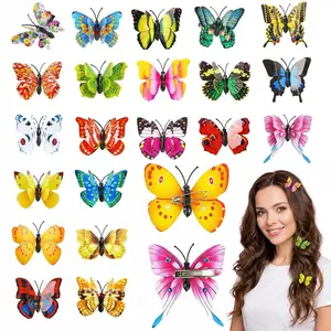 50Pcs Butterfly Hair Clips and Pins, Colorful 4D Plastic Hair Accessories for DIY Crafts Home Decor