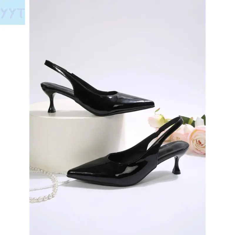 YYT1 2026 Women's Fashionable Solid Color Pointed Toe Heel Sandals, Elegant Slingback Sandals Party, Elegant Party Shoes, Daily Clothing Decor Women & Girls, Elegant Party Footwear, Elegant Minimalist Sandals
