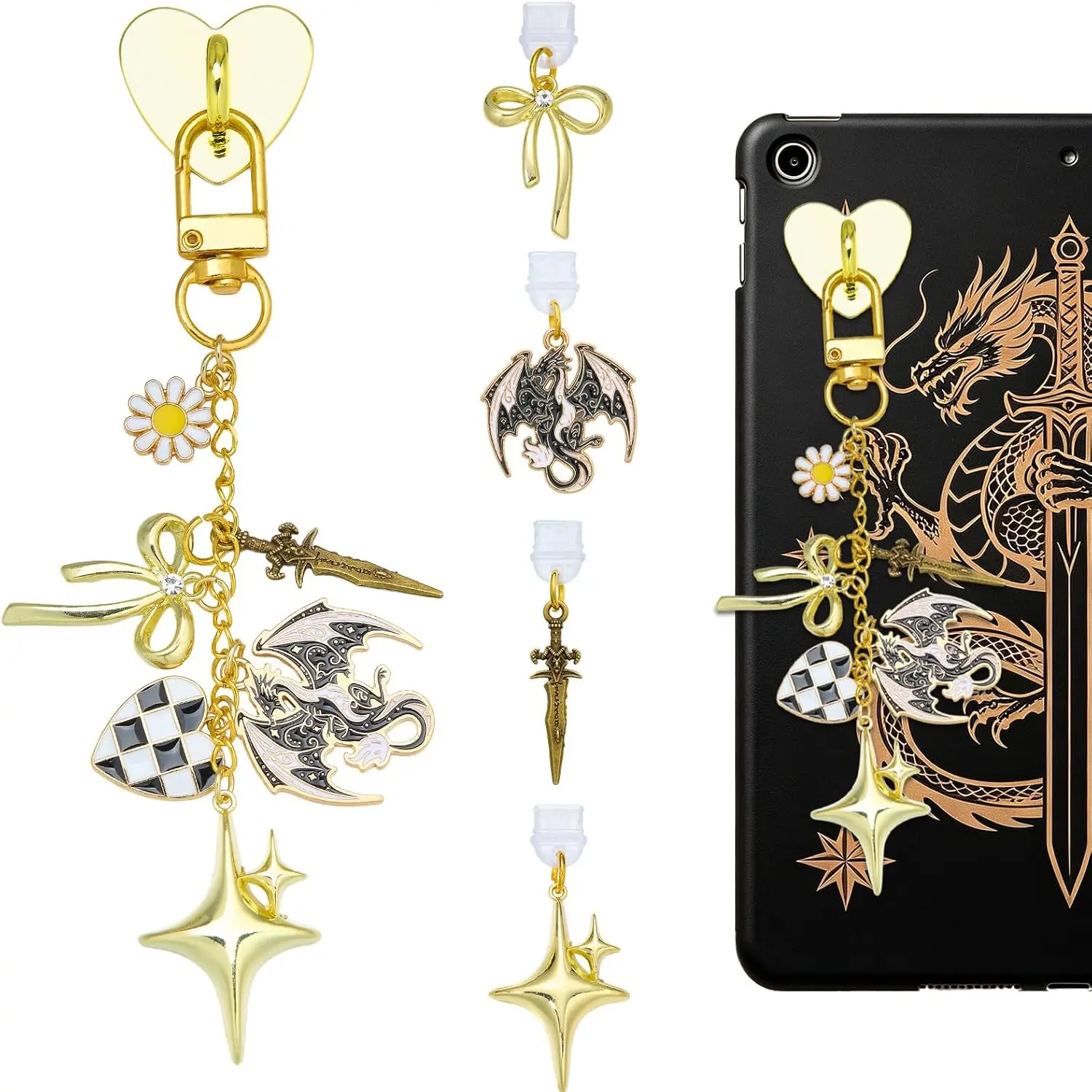 Phone Charms with 4 Matching USB C Dust Plug Charm Cute  Charm Chain for Cell Phone E-reader Camera and Bag Accessories  for Women Reader Book Lovers