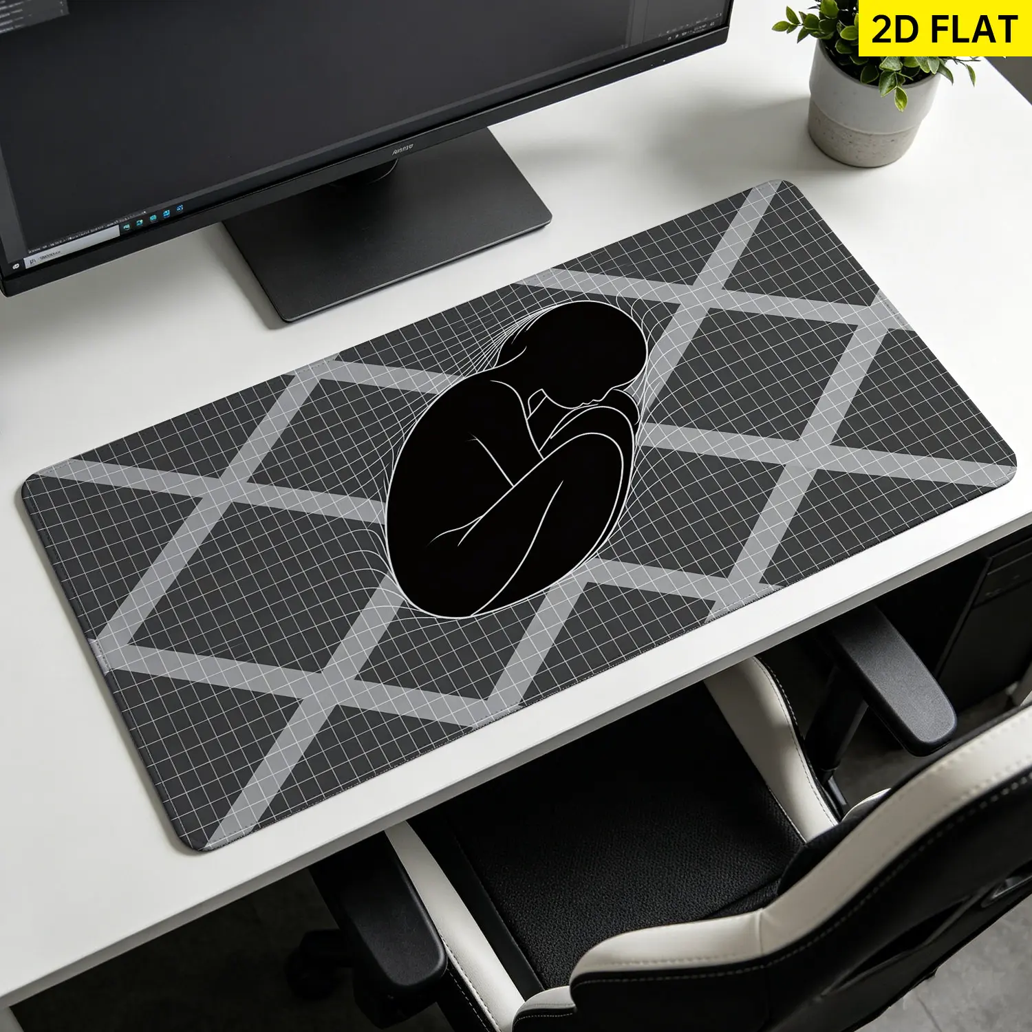 Extra Large minimalist geometric abstract pattern Mouse Pad,Non Slip Rubber Pad,Desktop Decoration Drotection Pad,Washable,Lock Edge Multi Size,Premium Multipurpose Mousepad For Home,Office,Gift for Family and Friends