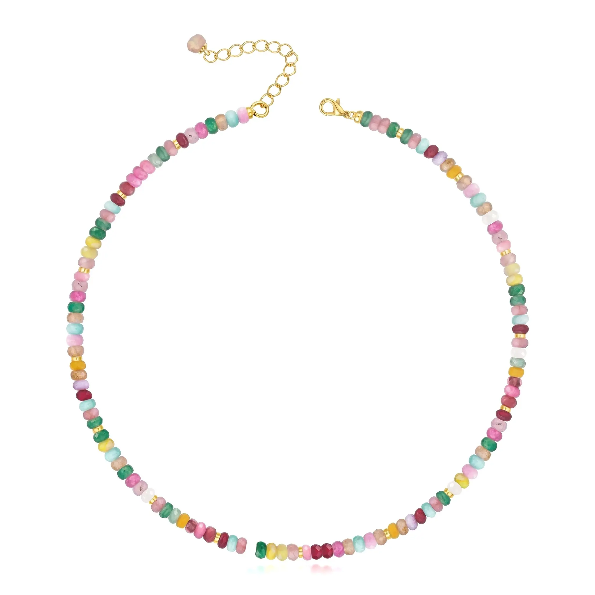 Handmade Ethnic Colorful Beaded Choker - 304 Stainless Steel Chain, Geometric Metal Pendant, Natural Gemstones Assortment, Retro Casual Unisex Costume Jewelry, Non-Tarnish Daily Wear Necklaces, Colorful Bead Chain Necklaces
