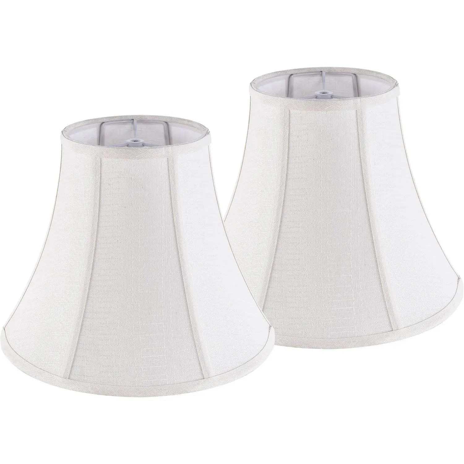Creme White Bell Lamp Shades Set of 2 Medium Shade 6.7" Top x 13" Bottom x 10" High (Spider) Traditional Lampshade for Table & Bedside Lamp - Replacement Lampshades(Gift)