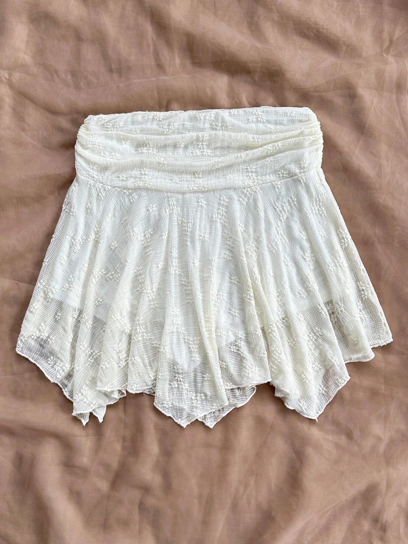 Women's Plain Asymmetrical Hem Skirt, Casual  Short Skirt for Summer, Fashion Women's Skirt for Beach Holiday