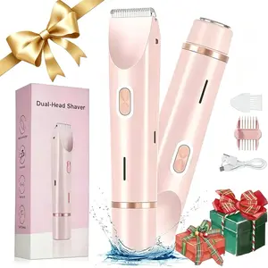 Waterproof USB Rechargeable Shaving Kit, 2-In-1 Dual-Head Electric Razor, Wet & Dry Use, Multiple Colors, Women's Hair Trimmer, Bikini Clipper, Waterproof Body Trimmer