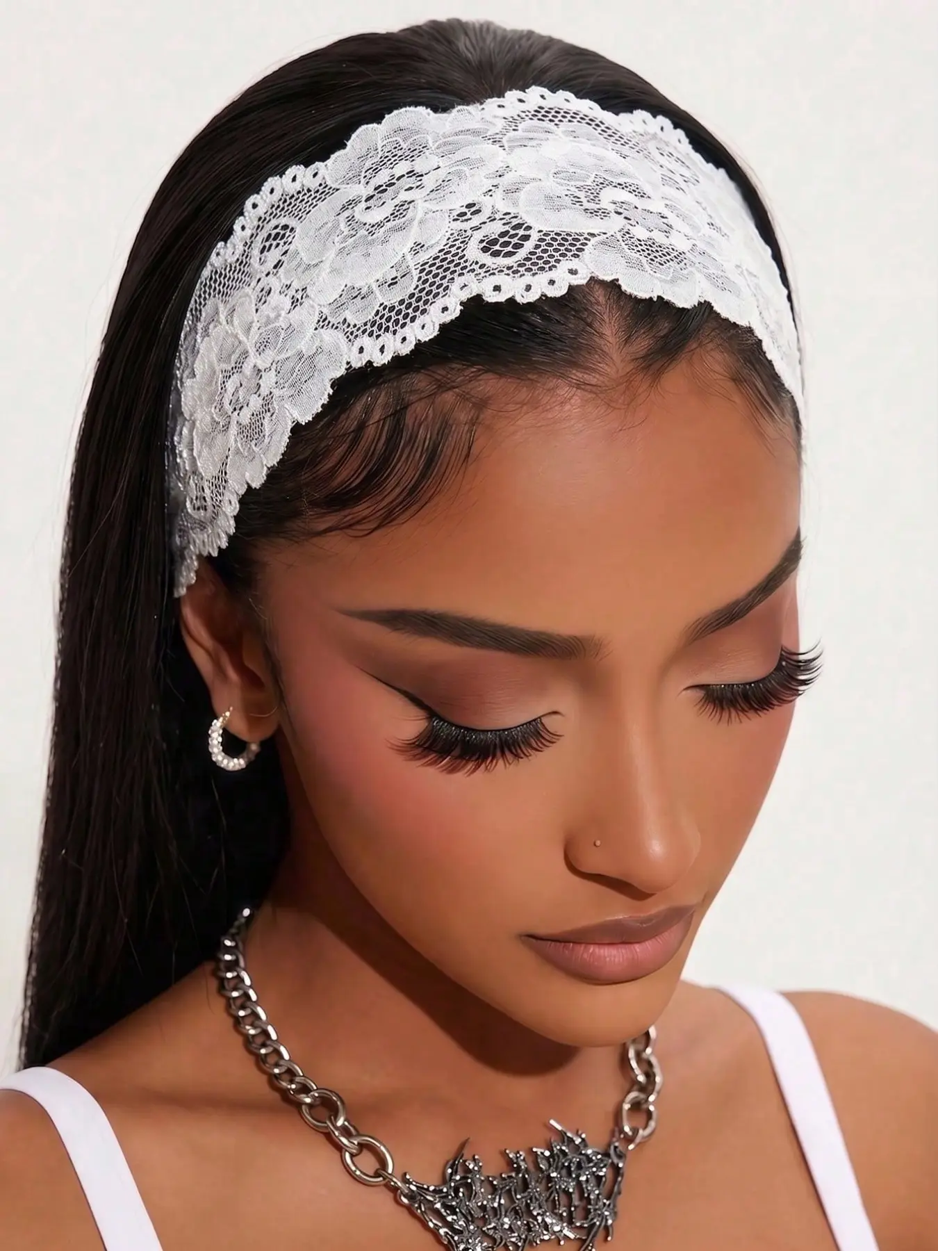1pc Women's Elegant Lace Headband, Wide Stretch Floral Hair Band, Vintage Bohemian Hair Accessory for Everyday Wear, Travel, Beach, Holiday, Photoshoot, Bridal, Birthday Gift