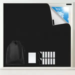 100% Blackout Curtains Black Out Window Cover, Portable Window Blinds, Travel DIY Window for Bedroom Baby Nursery Dorm Room Media Room (Black 118"x57")