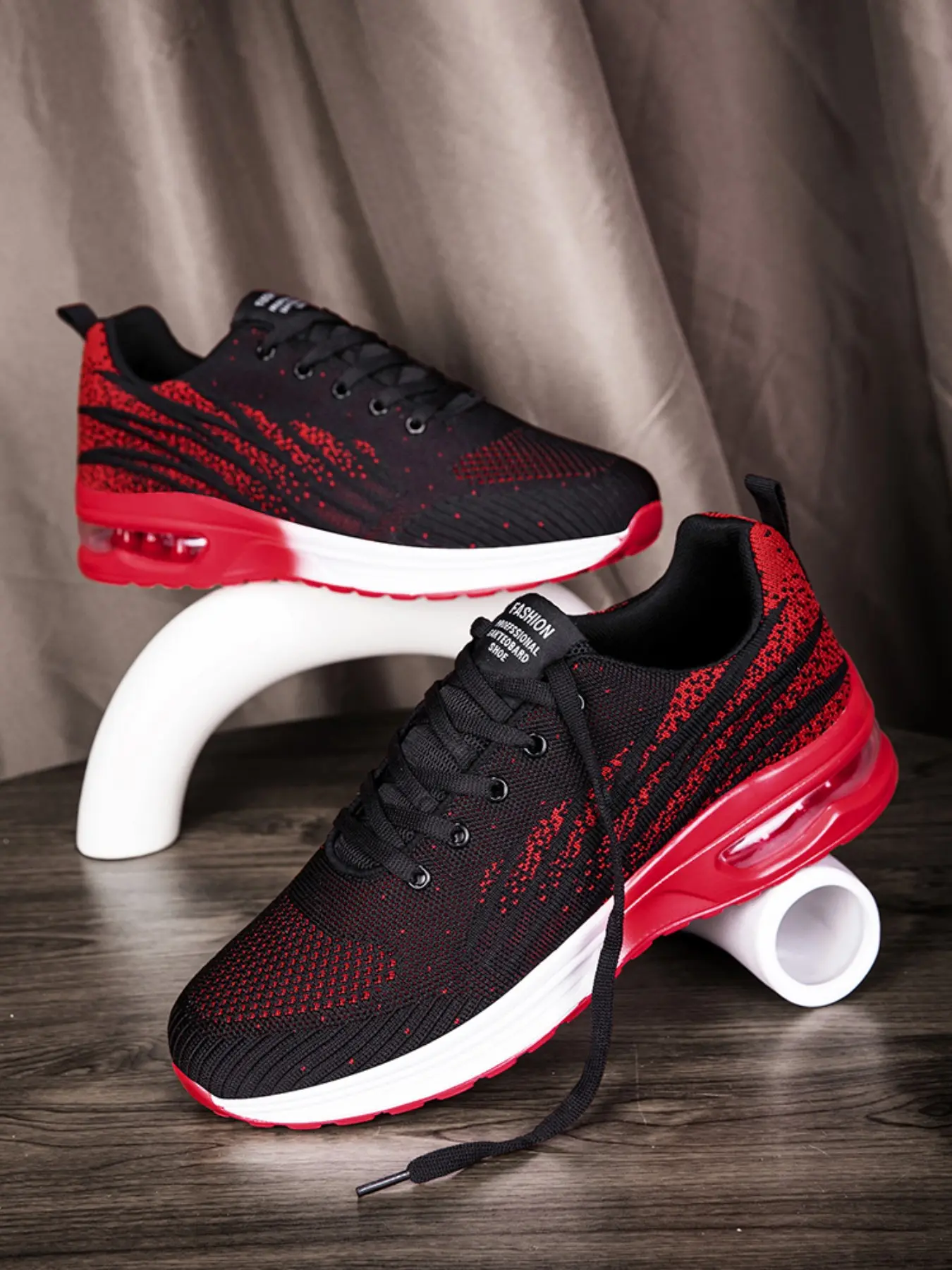 Men's Large Size Flyknit Shoes, Fashion Casual Air Cushion Running Shoes, Outdoor Sports Footwear, All-Season Wear, Cushioned Running Shoes