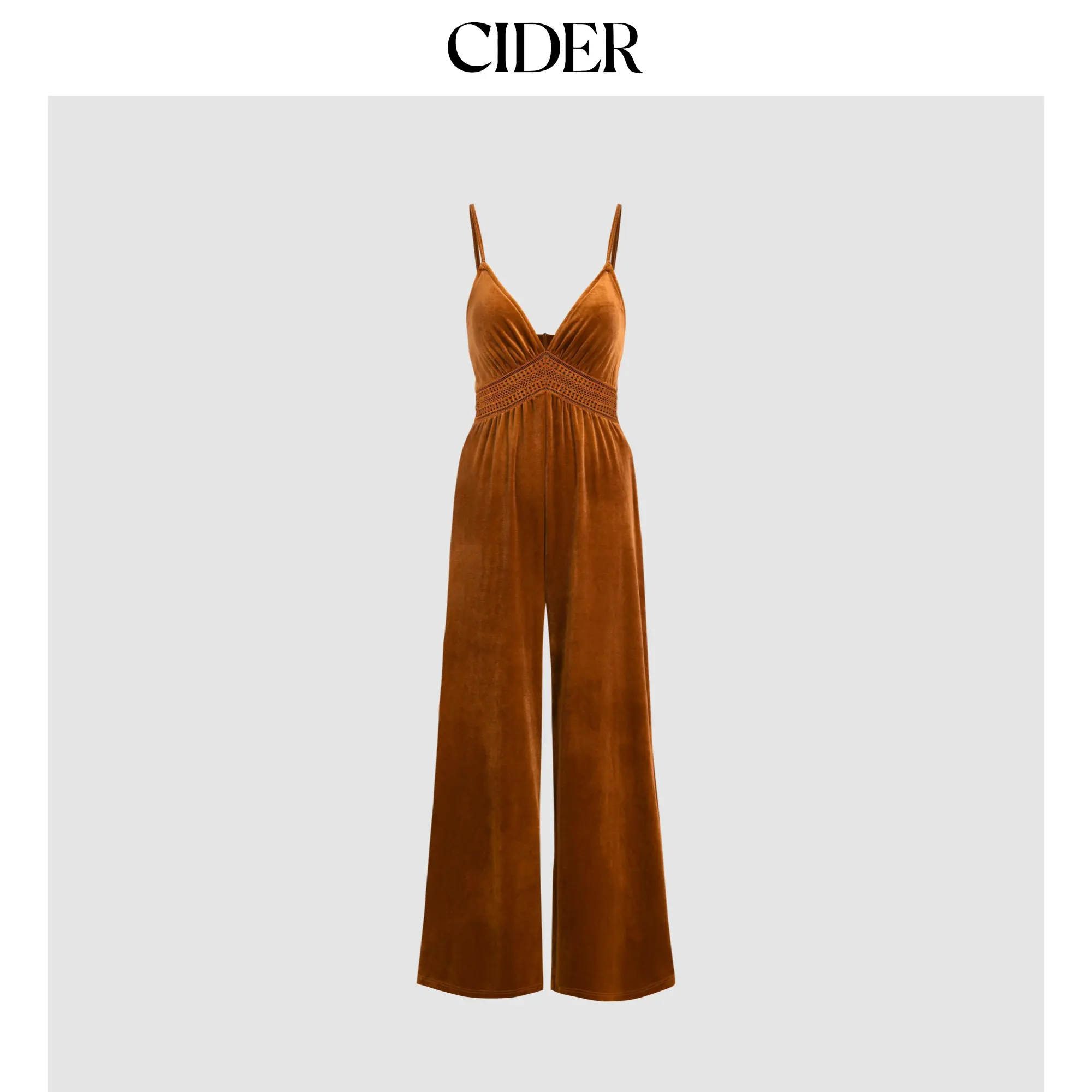 Cider [3 colors, size 2-10] Velvet V-neck Wide Leg Jumpsuit