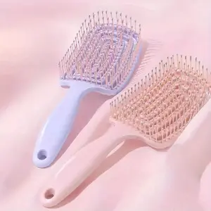 High cranial top fluffy big curved comb, hairdressing comb, long hair styling massage comb, comb cleaner, suitable for women, long and short hair